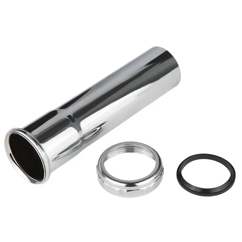 1-1/2-Inch × 6-Inch Chrome-Plated Brass Slip-Joint Sink Drain Extension Tube — 20-Gauge 1
