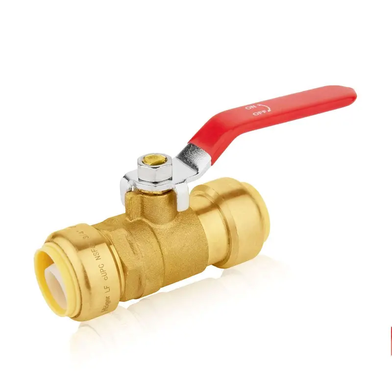 1/2" Push-Fit Red Ball Valve – Lead-Free, Single-Handle Shut-Off For Potable Water Lines 1
