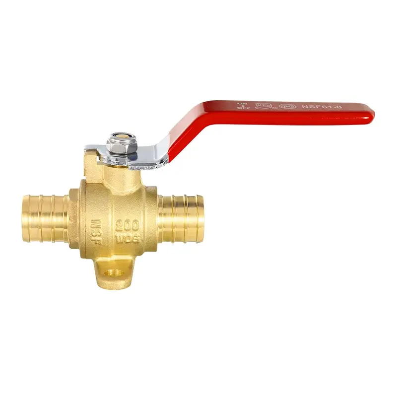 1-Inch Lead-Free Pex Crimp Drop Ear Ball Valve – Red Handle 1