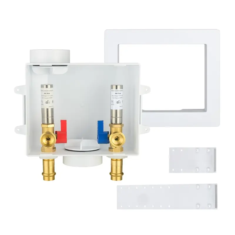 10-Pack 1/2" Copper Press Inlet Boxes For Washing Machines – Includes Stainless Steel Water Hammer Arrestors 1