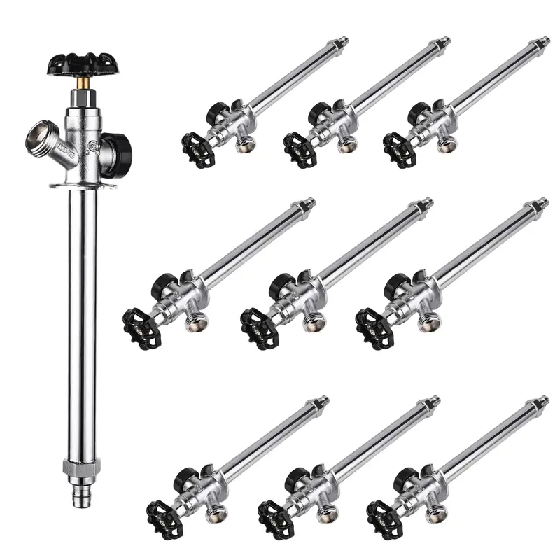 10-Pack 1/2-Inch Pex Expansion × 3/4-Inch Hose Bibb — 10-Inch Anti-Siphon Frost-Free Sillcock 1