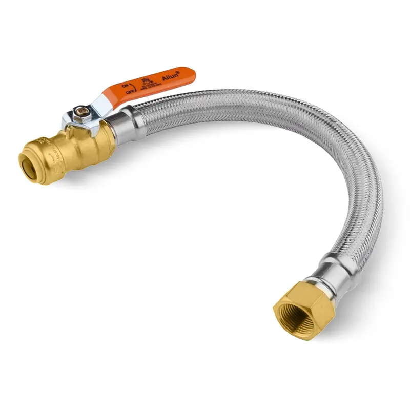 10-Pack 3/4-Inch Push-Fit X 3/4-Inch Fip Flexible Water Heater Connector Hose – 12-Inch With Integrated Ball Valve 1