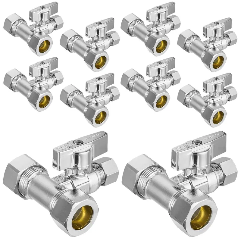 10-Pack 5/8-Inch Od Compression Triple-Branch Tee Stop Valve – 1/4-Turn Design 1