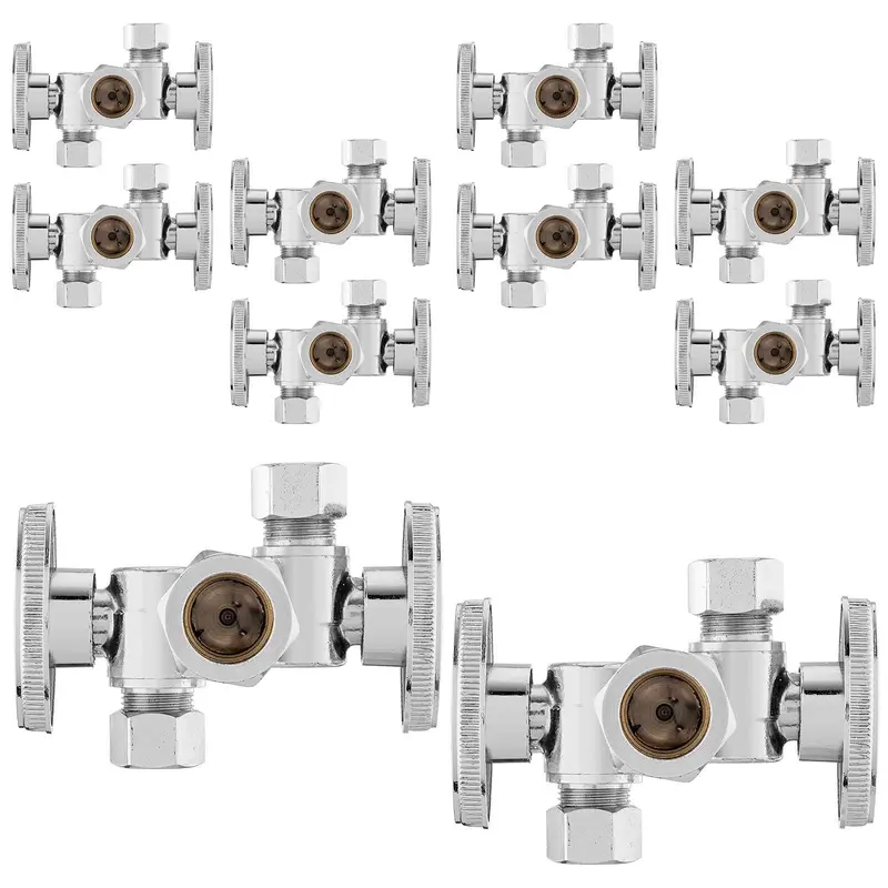 10-Pack 5/8 Inch Od X 3/8 Inch Od X 3/8 Inch Od Compression 3-Way Multi-Turn Stop Valve (Lead-Free) 1