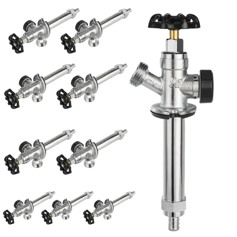 10-Pack Frost-Proof Anti-Siphon Sillcock: 1/2" Pex Crimp × 3/4" Hose Bibb, 4" Spout 1