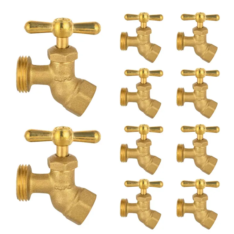 10-Pack Lead-Free 1/2" Fip To 3/4" Mht Brass No-Kink Hose Bibb 1