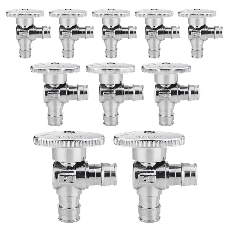 10-Pack Lead-Free 1/2-Inch Pex-A Expansion Angle Stop Valve – Quarter-Turn 1