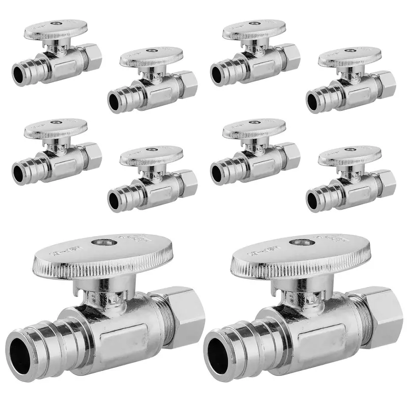10-Pack Lead-Free 1/2-Inch Pex-A Expansion Straight Stop Valve With 3/8-Inch Od Compression Outlet 1