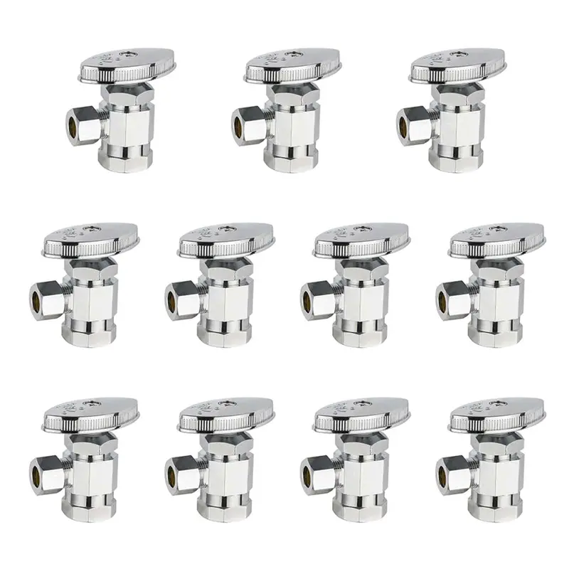10-Pack Lead-Free Angle Stop Valve: 1/2-Inch Fip To 3/8-Inch Od Compression 1
