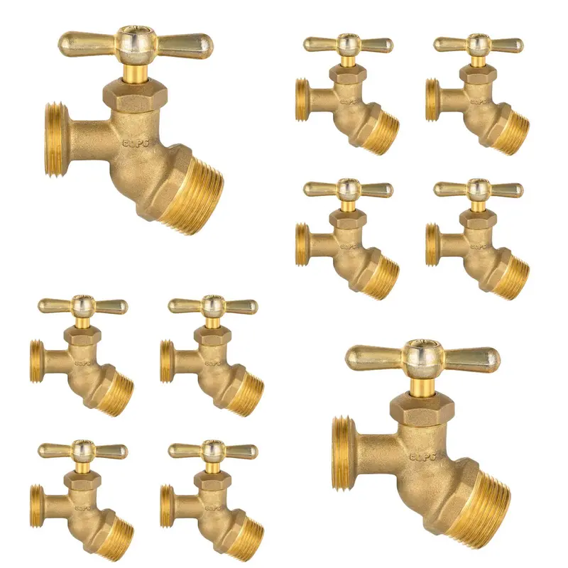 10-Pack Lead-Free Brass Hose Bibb: 3/4 Inch Mip To 3/4 Inch Mht (No-Kink Design) 1