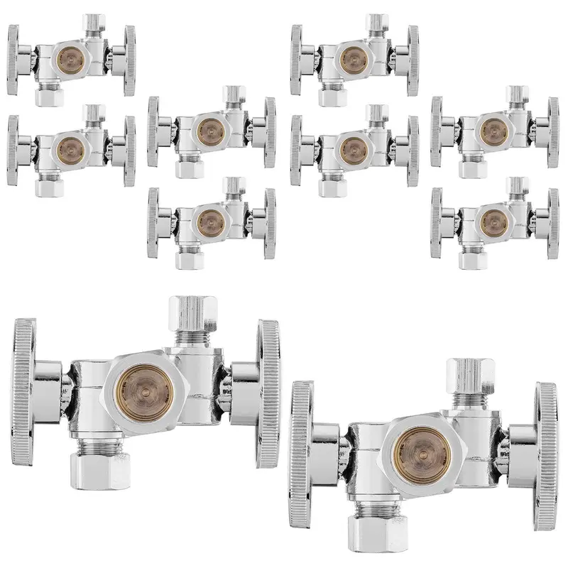 10-Pack Lead-Free Dual Compression Shut-Off Valve: 5/8" Od X 3/8" Od X 1/4" Od (1/4-Turn) 1