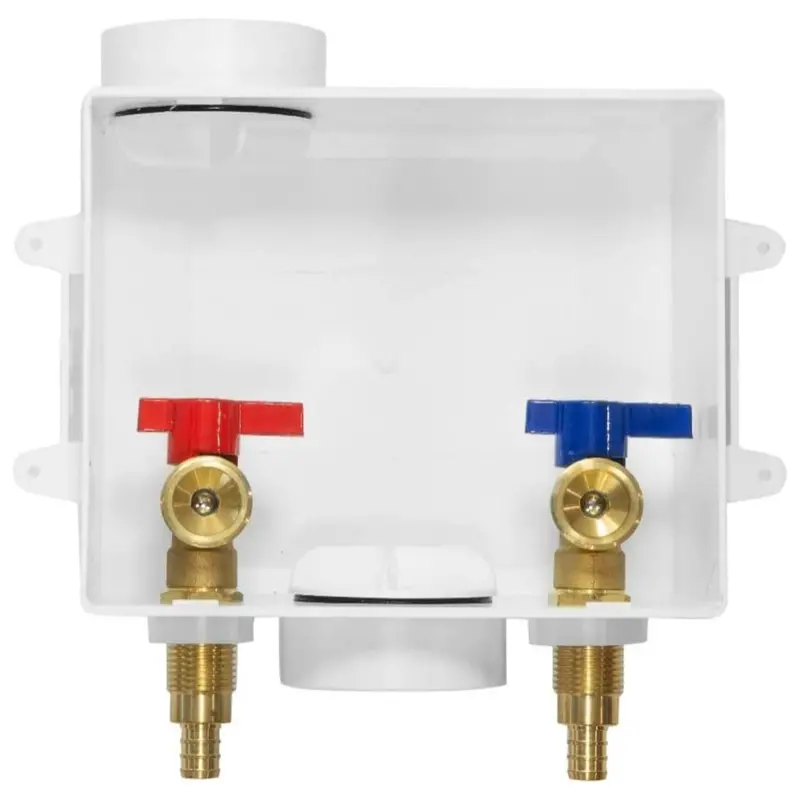 10-Pack Washing Machine Outlet Box – 1/2" Pex Crimp (F1807), Center Drain Configuration 1