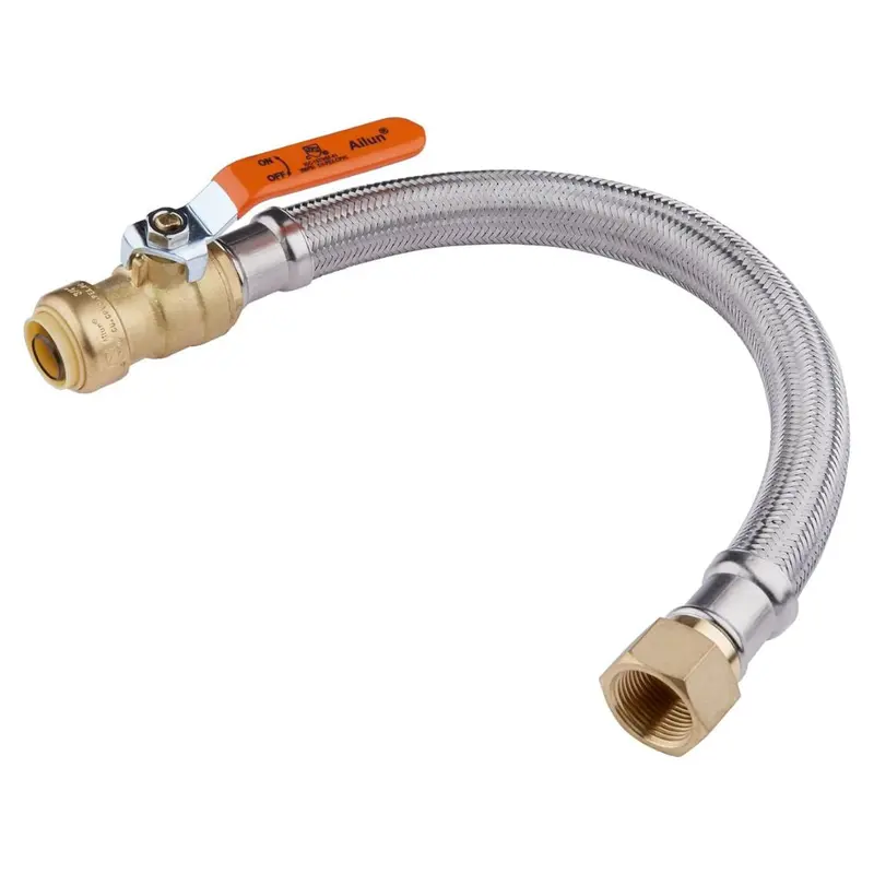 15-Inch Flexible Water Heater Connector: 3/4-Inch Push-Fit × 3/4-Inch Fip With Integrated Ball Valve 1
