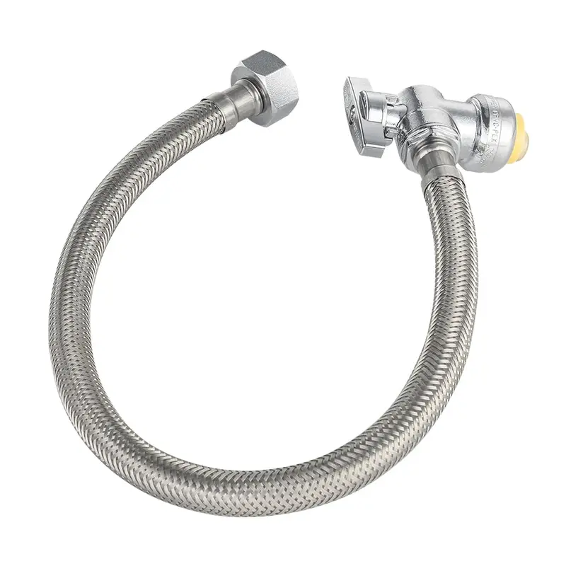 18" 1/2" Push-Fit To 1/2" Fip Angle Faucet Hose Connector – 1/4-Turn, 10-Count 1