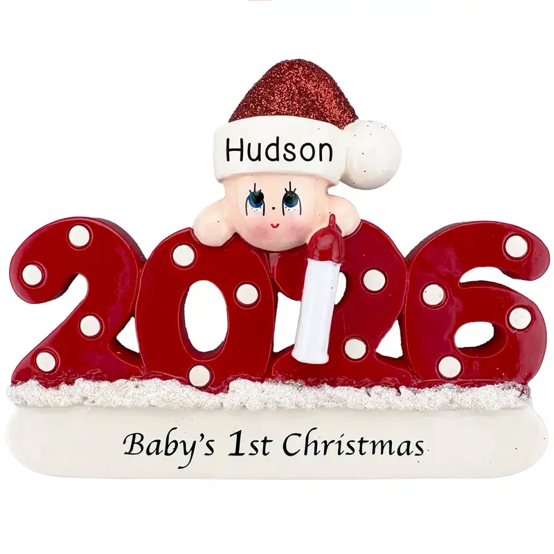 2026 First Christmas Baby Ornament – Red Personalized Keepsake 1