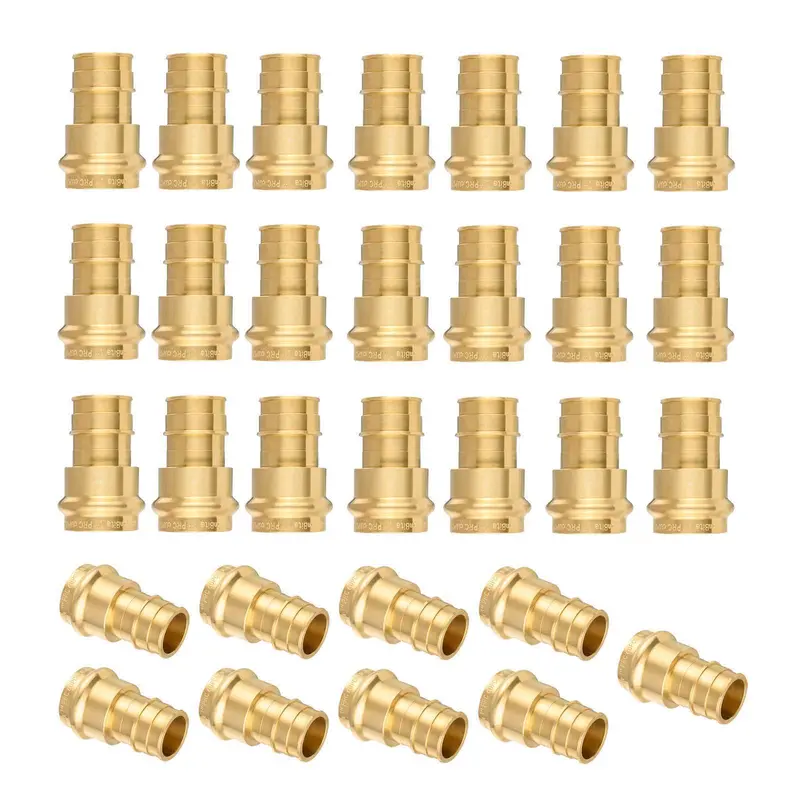30-Pack 1-1/2" Press-Fit × 1-1/2" Pex Expansion Brass Adapter – Lead-Free 1