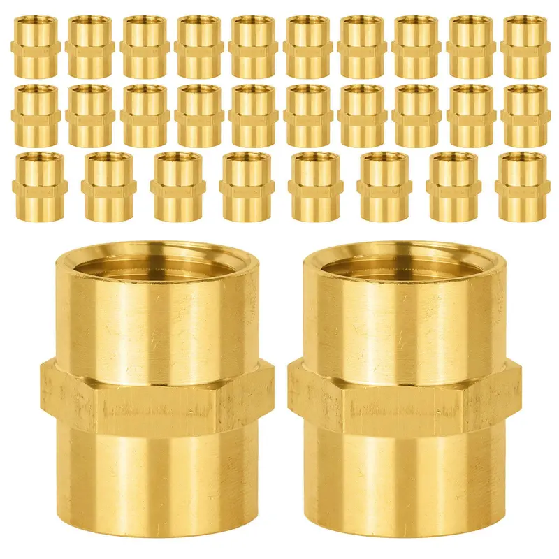 30-Pack 1/2" Female Npt Brass Hex Connectors – Precision-Machined Threaded Adapters 1