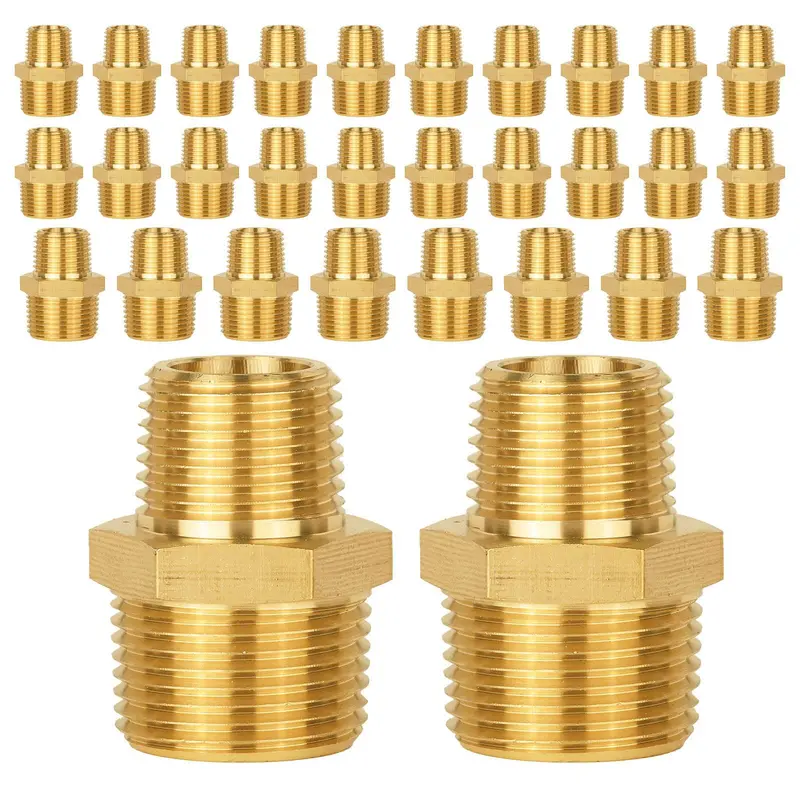 30-Pack 1/2-Inch × 3/8-Inch Male Npt Brass Hex Fitting 1