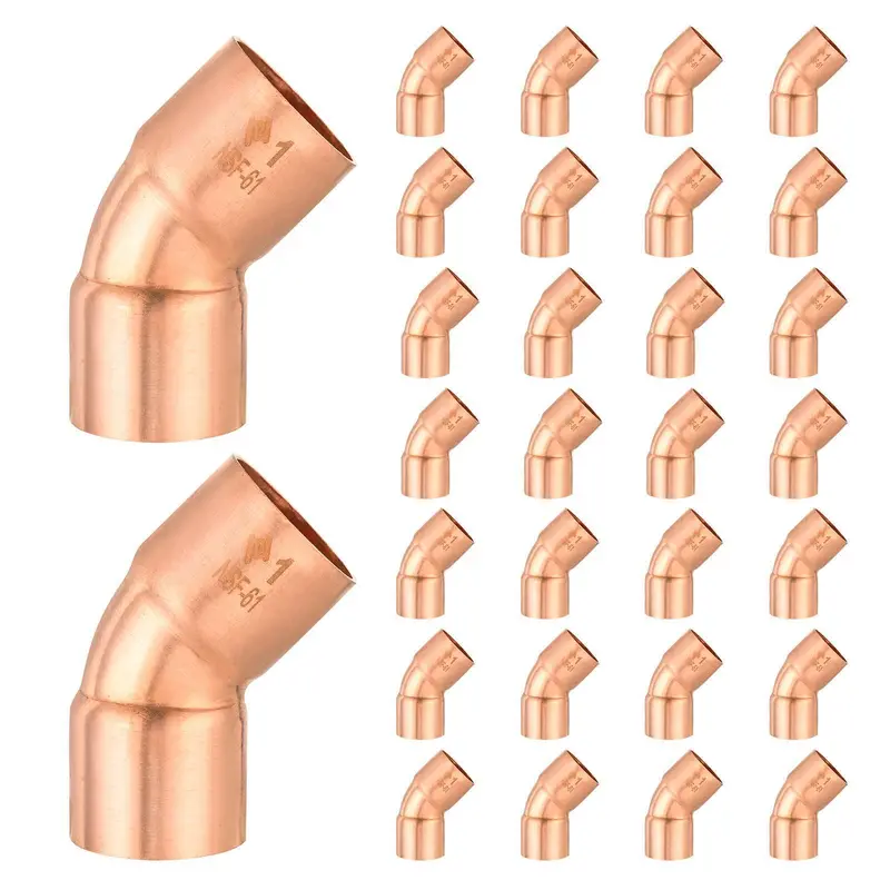 30-Pack 1" Copper 45° Elbow Fitting – Bulk Pricing 1