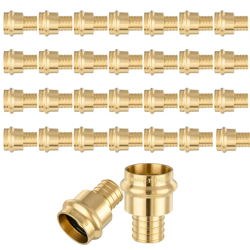 30-Pack 1-Inch Press To 1-Inch Pex Crimp Brass Adapter – Lead-Free 1