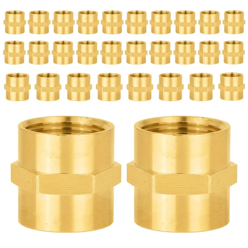 30-Pack 3/4" Female Npt Brass Hex Coupling For Plumbing Connections 1