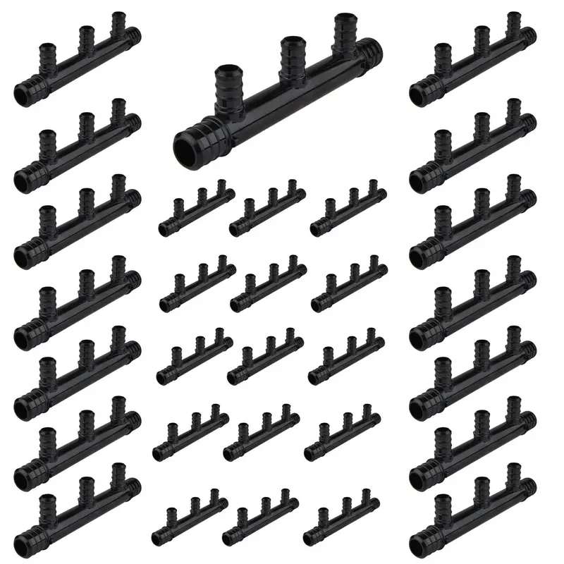 30-Pack 3/4-Inch X 1/2-Inch Pex-B Crimp Open Manifold (3-Port) 1