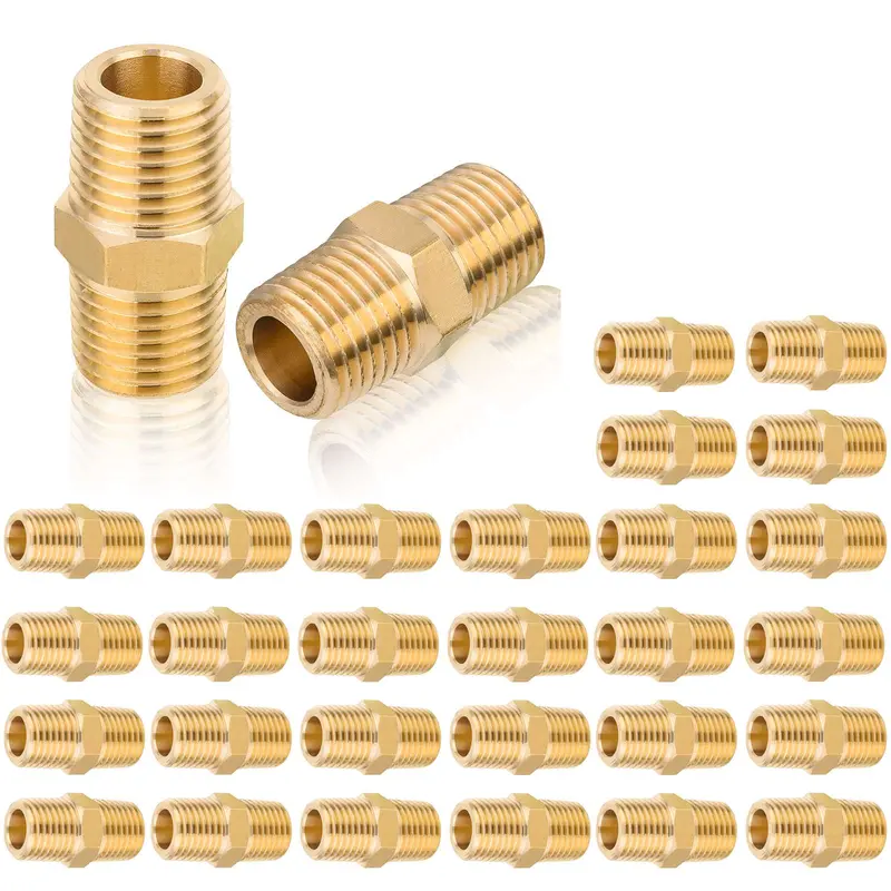 30-Pack 3/8-Inch Male Npt Brass Hex Connector 1