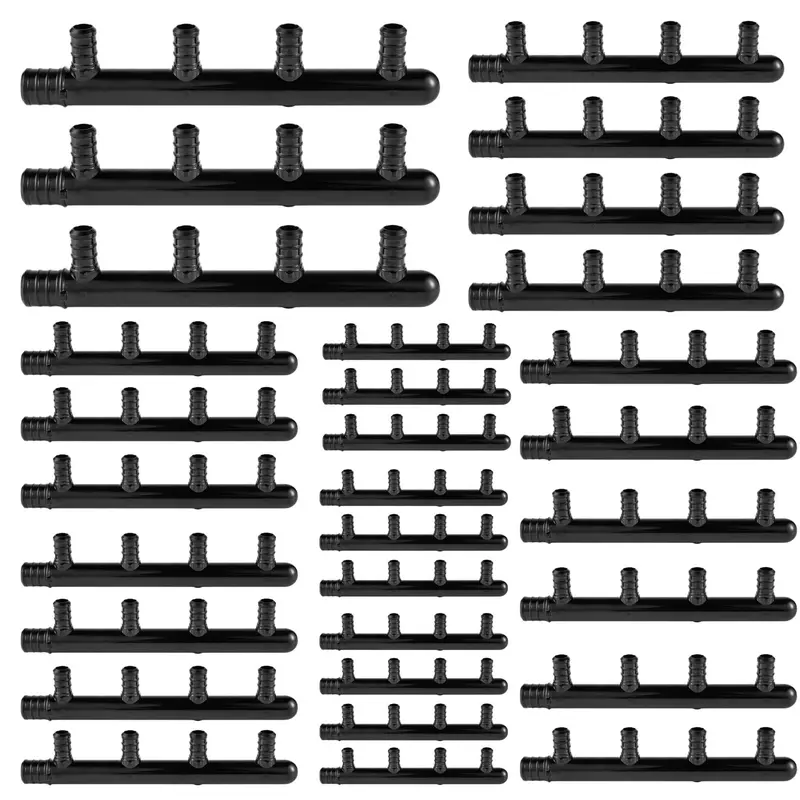 30-Pack Pex-B Crimp Manifold – 3/4" X 1/2" Closed-End Configuration (4-Port) 1