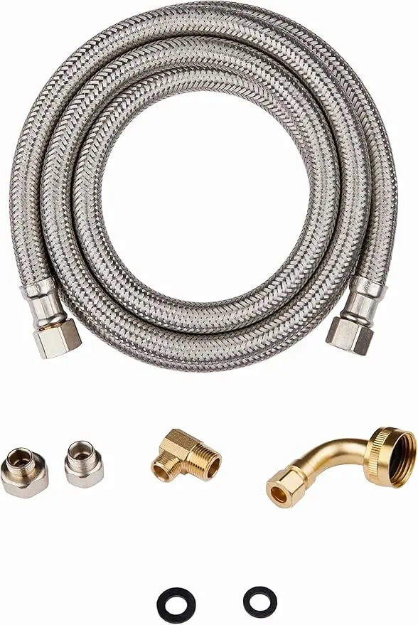 6-Foot Stainless Steel Dishwasher Supply Line Kit With Compression Fittings 1