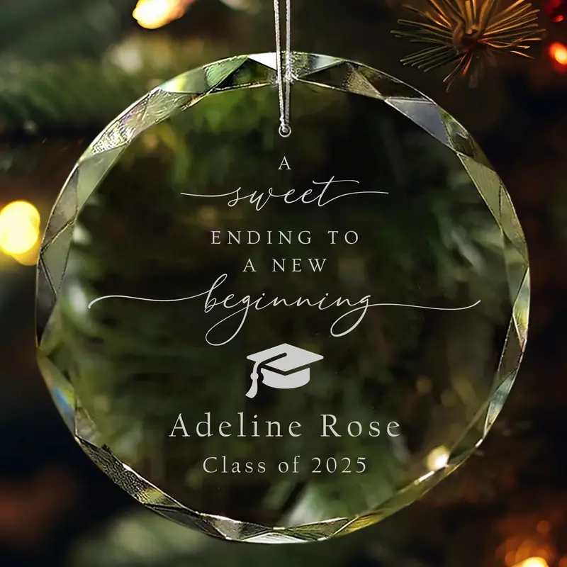'A Sweet Ending To A New Beginning' Graduation Ornament – Custom Class Of 2025 Keepsake 1
