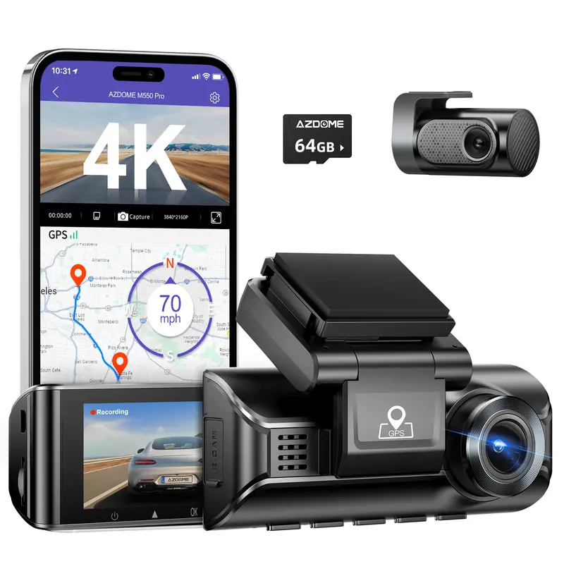 Azdome M550 Pro Dual-Channel Dash Cam – 4K Front & Ir Cabin Camera, 5G Wifi & Gps 1
