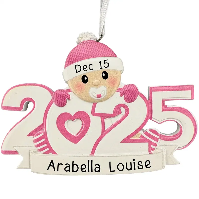 Baby'S First Christmas 2025 Ornament – Pink-Themed Personalized Keepsake 1