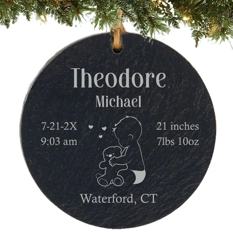 Baby’S First Christmas Ornament – Custom Name & Birth Details 1