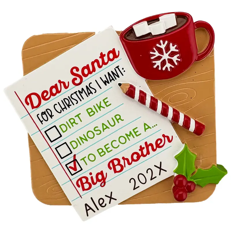 Big Brother Ornament – Santa List Theme With Custom Name 1