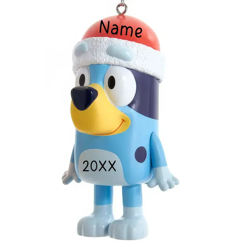 Bluey Character Holiday Ornament With Santa Hat 1