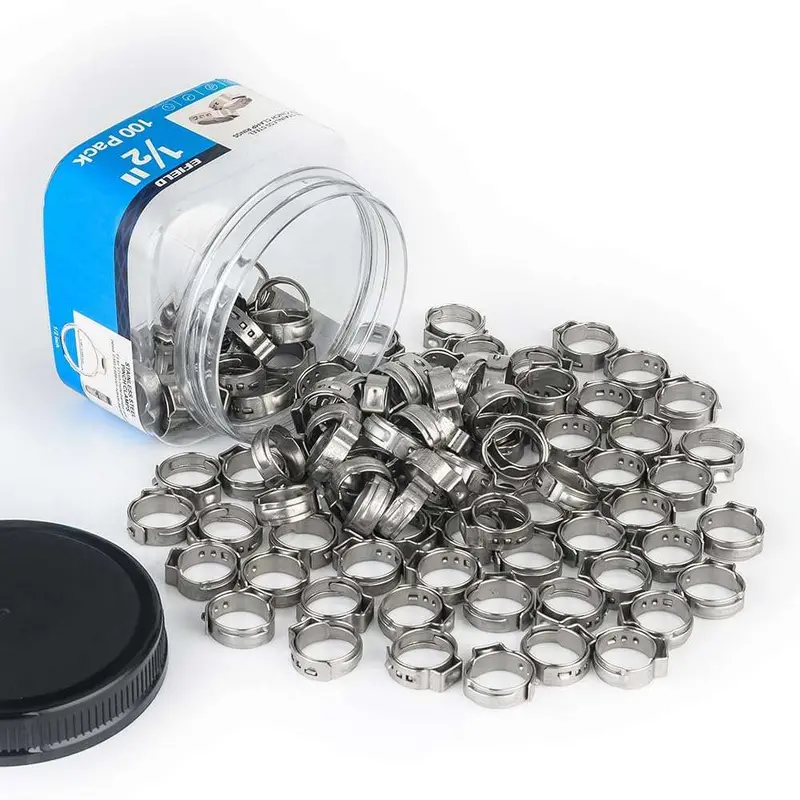 Bottle Of 120 Stainless Steel 5/8-Inch Pex Clamp Rings 1