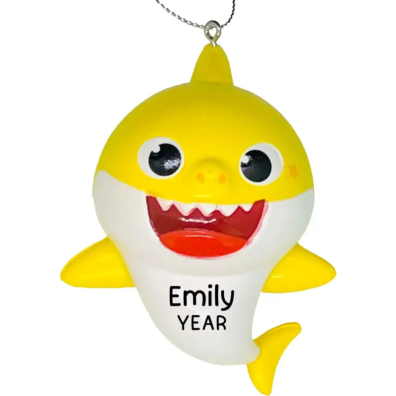 Bright Yellow Baby Shark Christmas Ornament 1