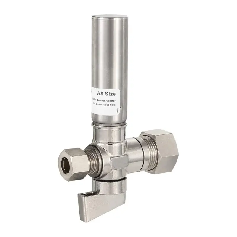Chrome-Plated Brass 1/2-Inch Compression Ball Valve With Stainless Steel Water Hammer Arrestor 1