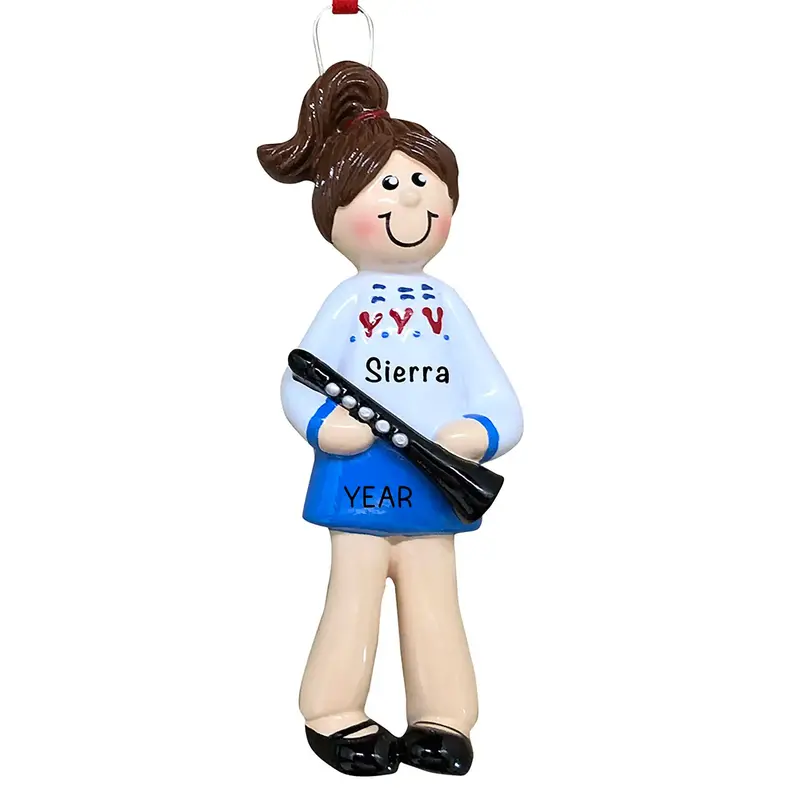 Clarinet Player Christmas Ornament - Musical Girl Holiday Decor 1
