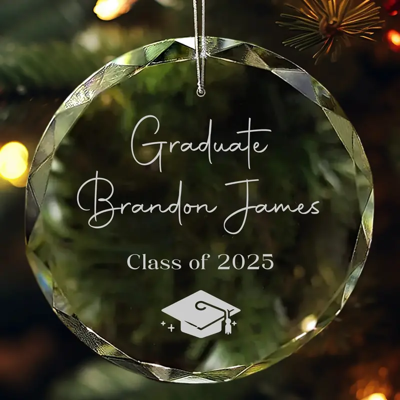 Class Of 2025 Glass Graduation Ornament – Personalized Commemorative Decor 1