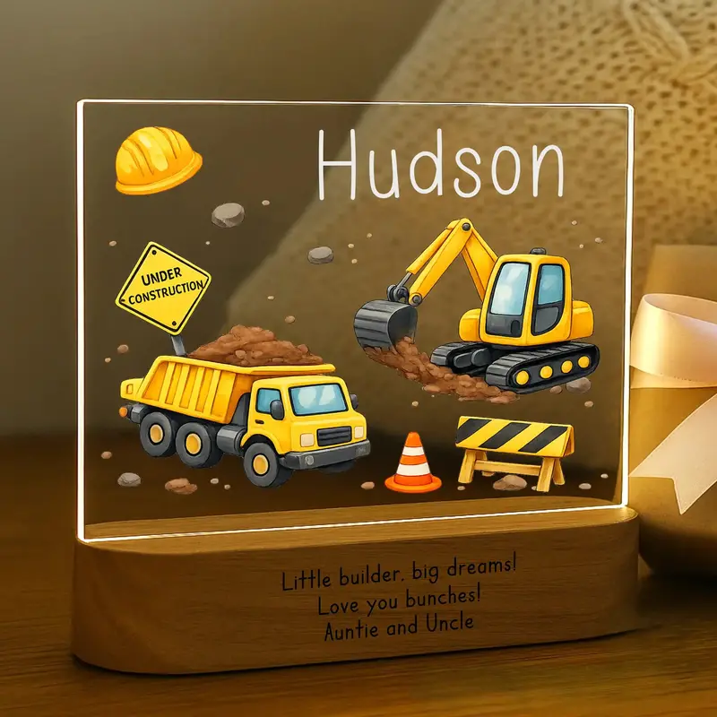 Construction-Themed Led Night Light – Personalized For Future Builders 1