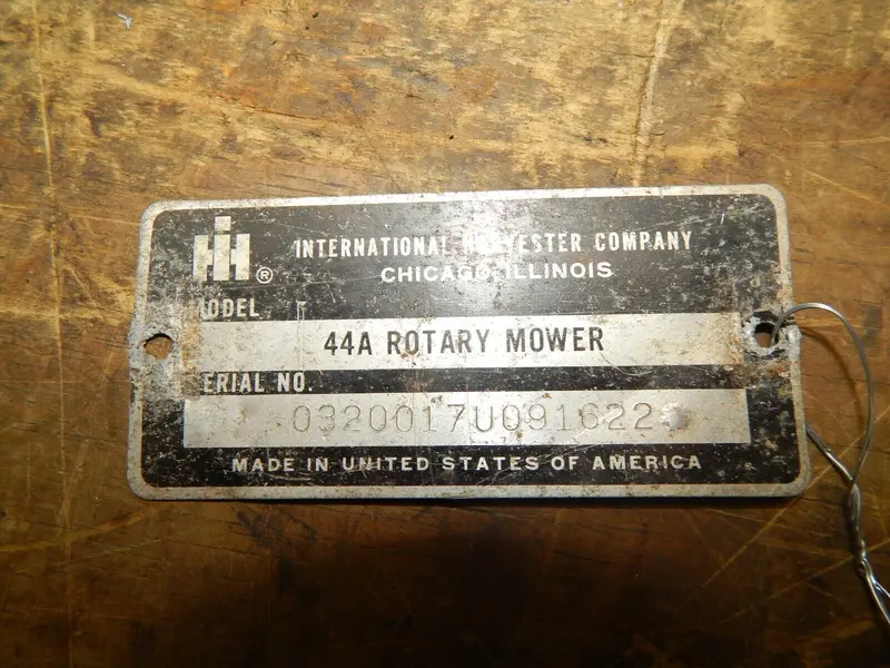 Cub Cadet 44A Rotary Mower Identification Tag – Original Equipment Label 1