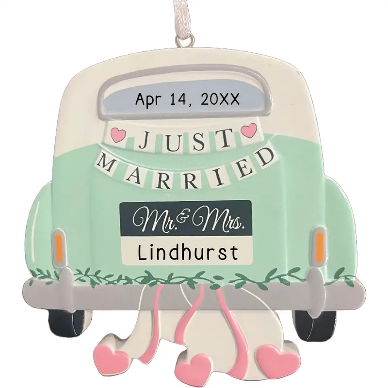 Custom Just Married Wedding Ornament – Mr. & Mrs. 1