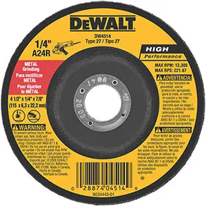 Dewalt 4.5-Inch Type 27 Hp A24R Metal Grinding Wheel 1