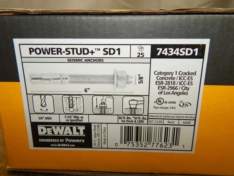Dewalt 6" X 5/8" High-Strength Power Studs – Model 7438Sd1 (Pack Of 25) 1