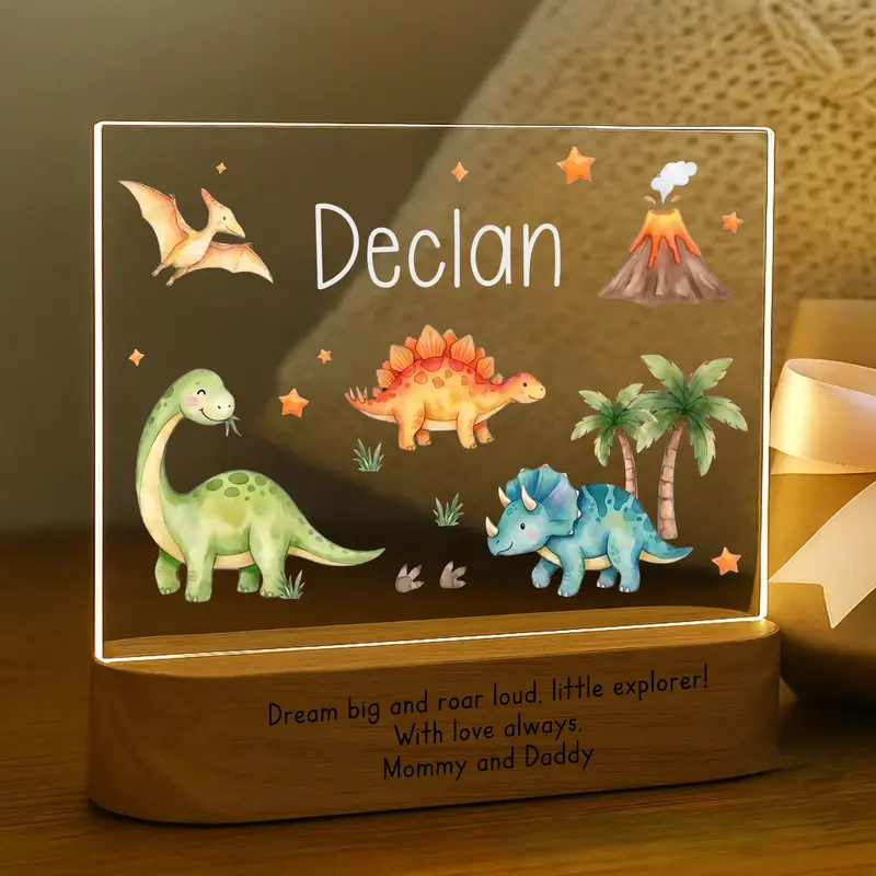 Dinosaur-Themed Led Night Light – Personalized For Young Paleontologists 1