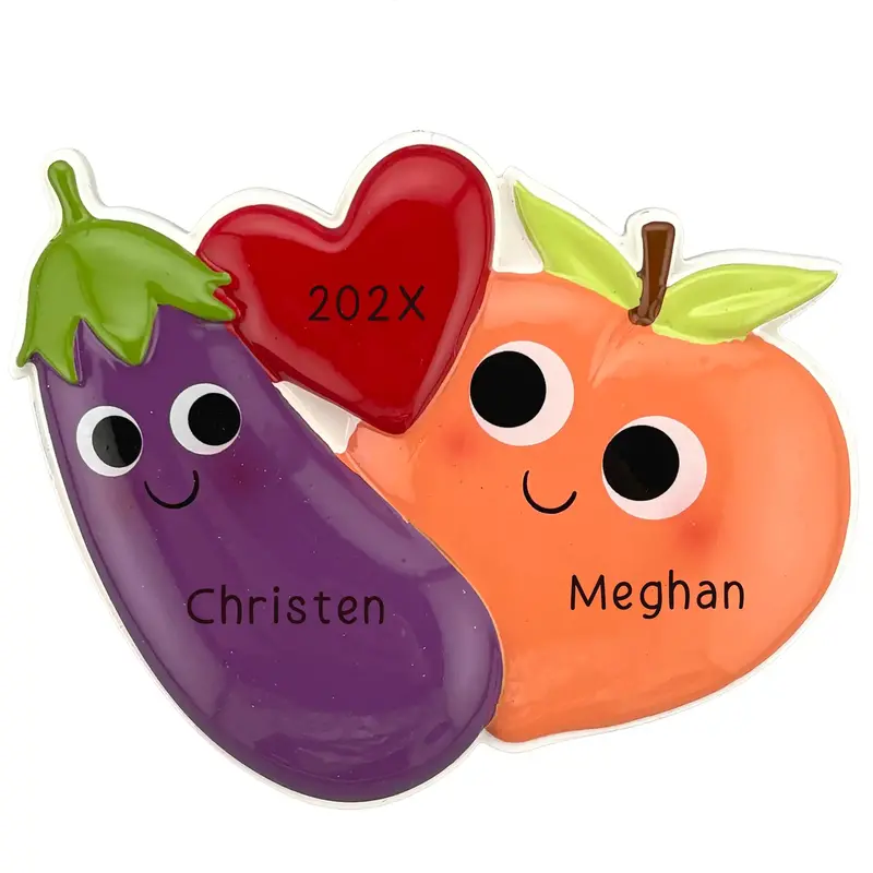 Eggplant & Peach Humor Ornament – Playful Personalized Design 1