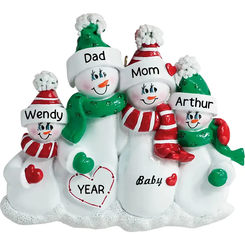 Expecting Family Of Four Ornament – Baby Announcement Style 1