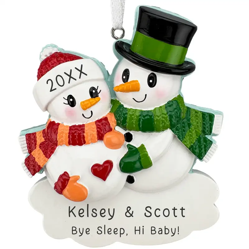 Expecting Parents Snowman Ornament – Couple-Themed Baby Announcement Decor 1