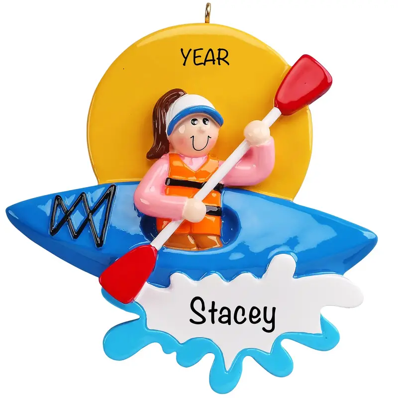 Female Kayaker Holiday Ornament 1